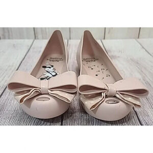 Melissa Disney Steamboat Willie Flats Shoes Women's 7 US Light Pink Peep Toe Bow